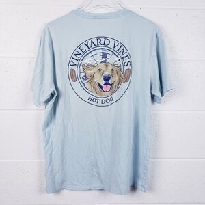 Vineyard Vines Hot‎ Dog Short Sleeve Pocket Tee T-Shirt Blue Size Medium